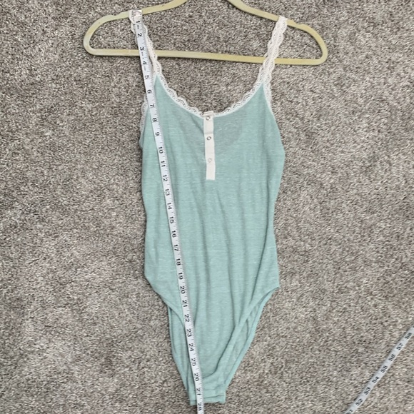 Victoria’s Secret Light Green Ribbed Lace Trim Tank Bodysuit - Picture 6 of 8